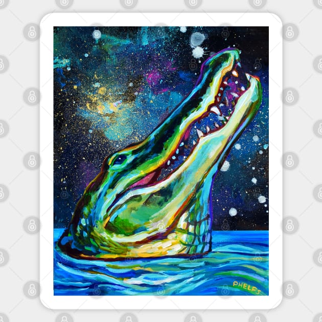 Galactic Alligator by Robert Phelps Sticker by RobertPhelpsArt